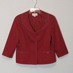 Women's CONRAD C Petite, Short Red Blazer Jacket w Pockets; Size 14P